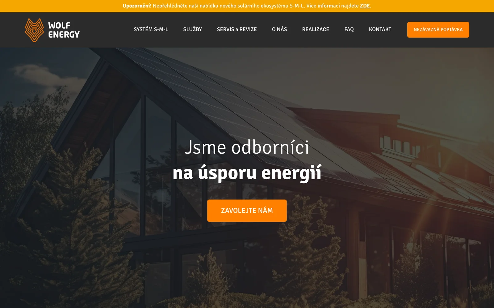Web WOLF ENERGY na notebooku