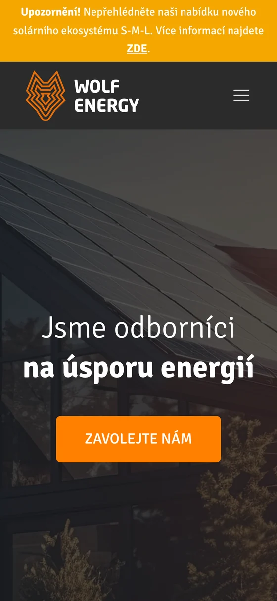 Web WOLF ENERGY na mobilním telefonu